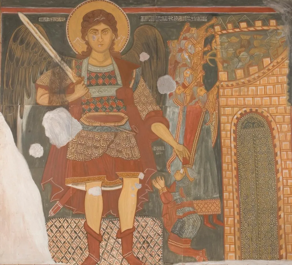 Archangel Michael helps in the capture of Jericho, by Taka Athena, unspecified, 1959