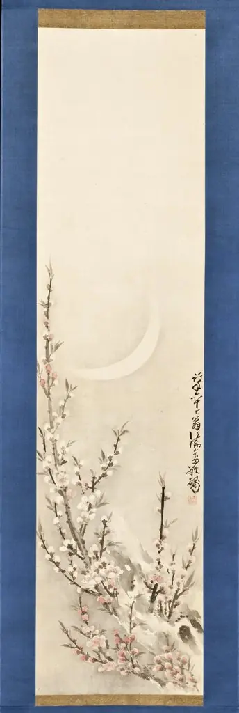 Plum Blossoms under a Crescent Moon, by Takada Keiho