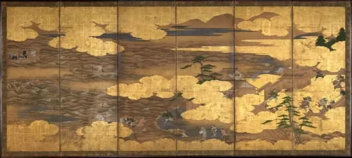 新曲図屏風|“Takebun,” from the Musical Drama “The New Piece” (“Shinkyoku”), 1618
