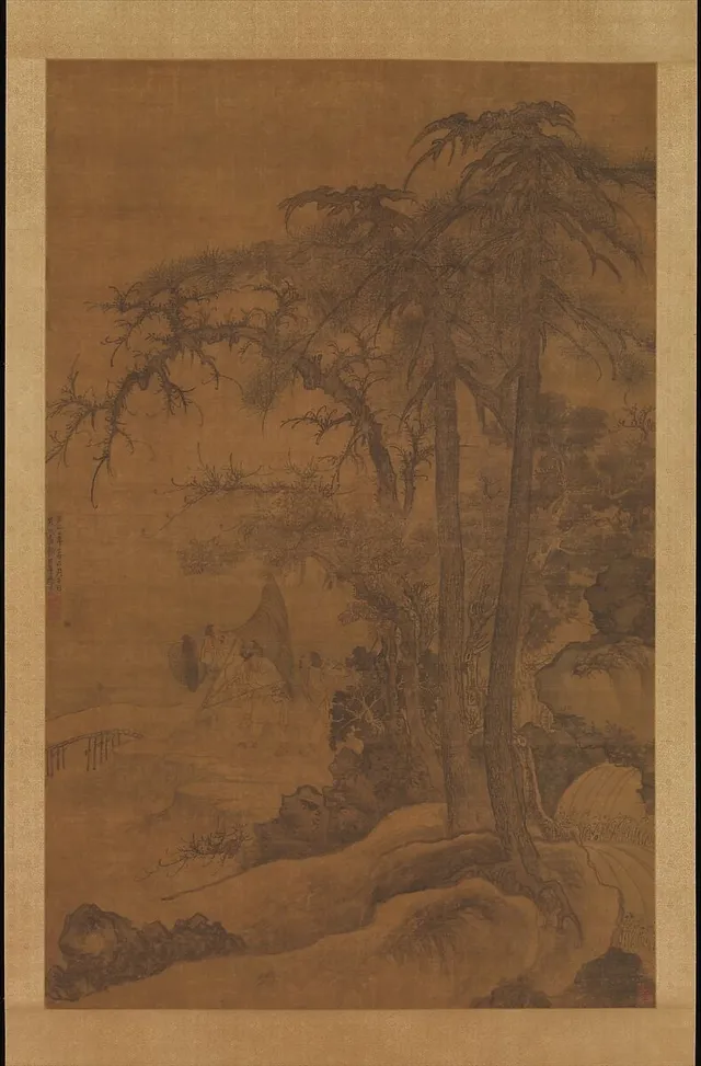 元 唐棣 松溪歸漁圖 軸|Returning Fishermen
