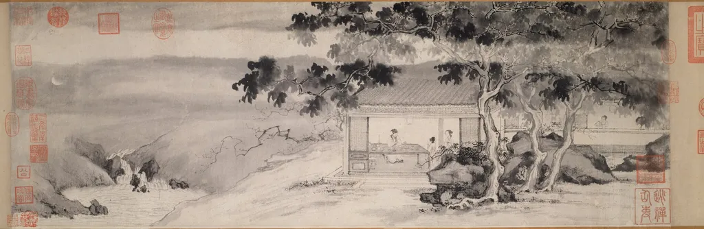 Drinking at Night, by Tang Yin, ink, 1522