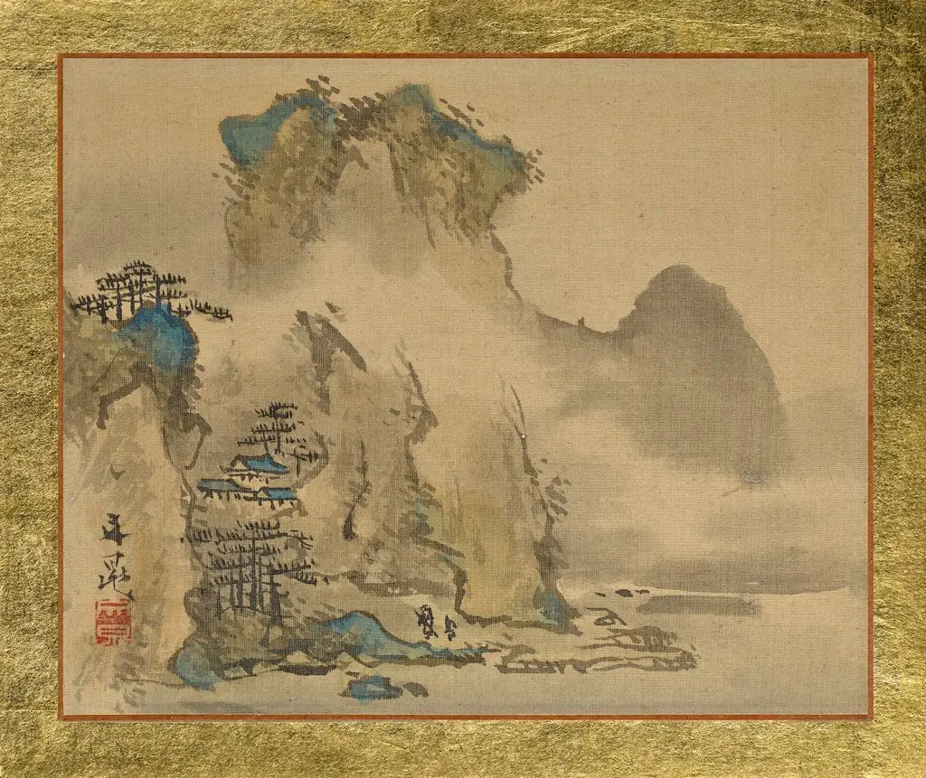 An Old Man and his Attendant heading towards a House on a Hill, by Tani Bunchō