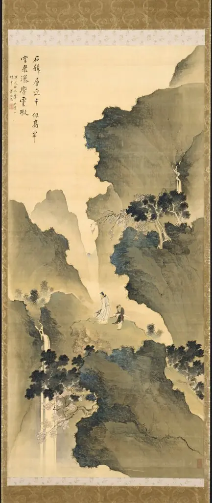 Gazing at a Waterfall, by Tani Bunchō