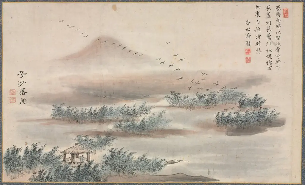 Wild Geese Descending on a Sandbar, from Eight Views of Xiao-Xiang, by Tani Bunchō