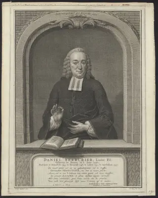 Portrait of Daniel Serrurier, minister in Heemstede, Barnevelt, Leiden, Amsterdam, by Tanjé Pieter, 1759