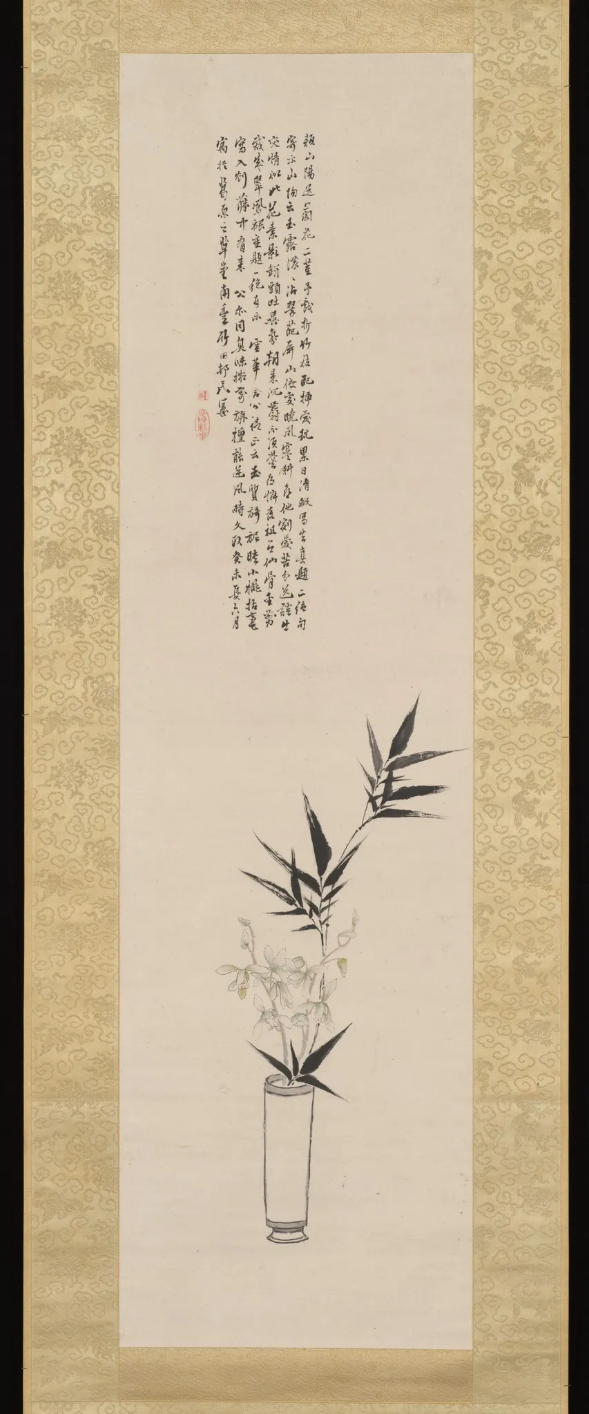 Orchid and Bamboo in a Vase 蘭竹同瓶図 (Ranchiku dōbin zu), by Tanomura Chikuden, unspecified, 1823