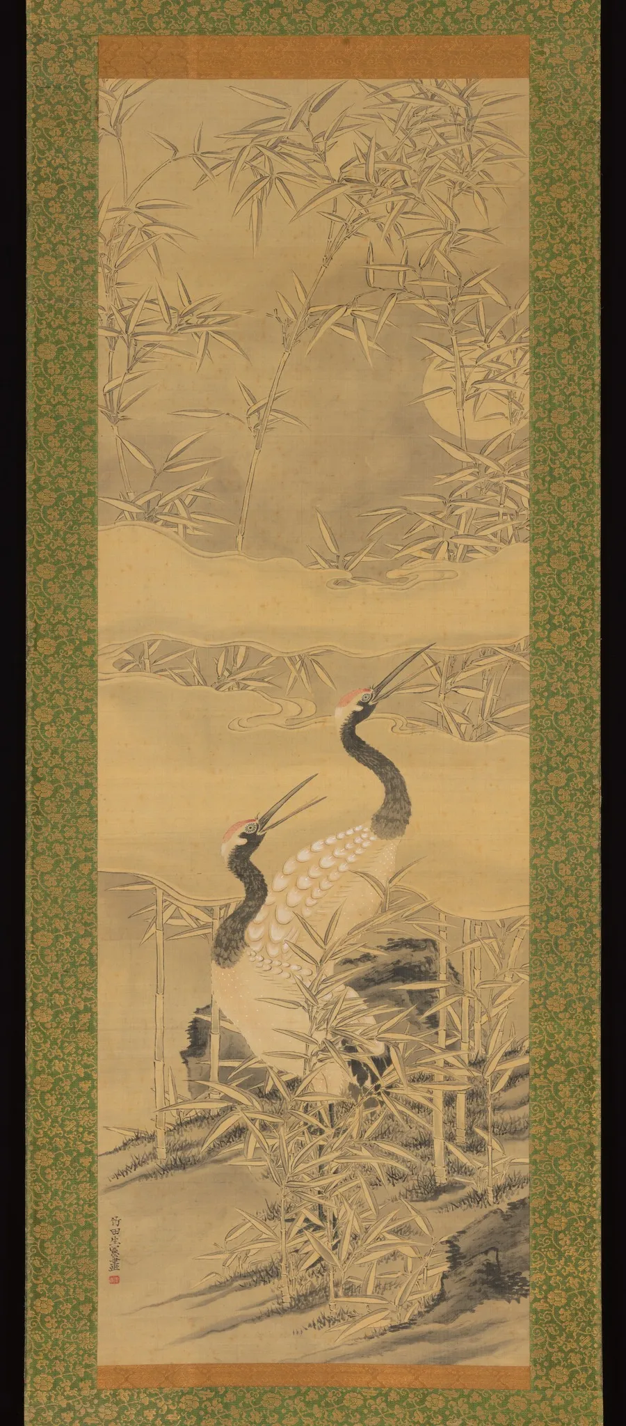 Pair of Cranes in Bamboo Grove, by Tanomura Chikuden, unspecified, 1830