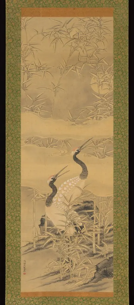 Pair of Cranes in Bamboo Grove, by Tanomura Chikuden