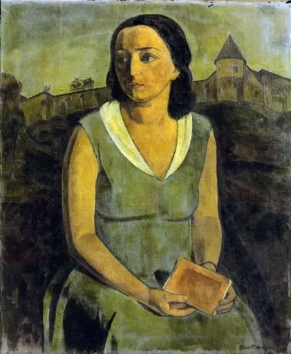 Portret de femeie cu cetate, by Tasso Marchini