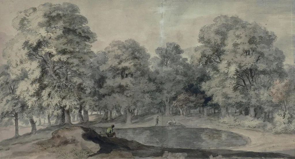 Leg of Mutton Pond, Hampstead Heath, by Taverner, watercolor, 1721