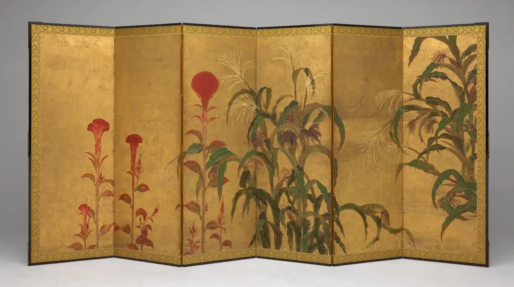 Maize and Cockscombs, by Tawaraya Sōtatsu