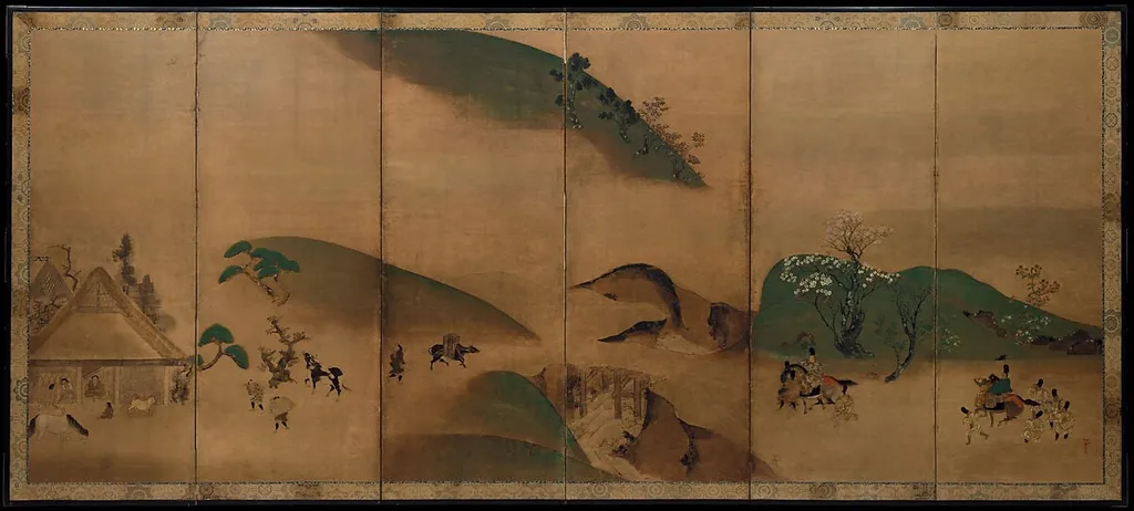 俵屋宗達工房 大原御幸図屏風|Royal Visit to Ōhara, from The Tale of the Heike, by Tawaraya Sōtatsu, ink, 1625