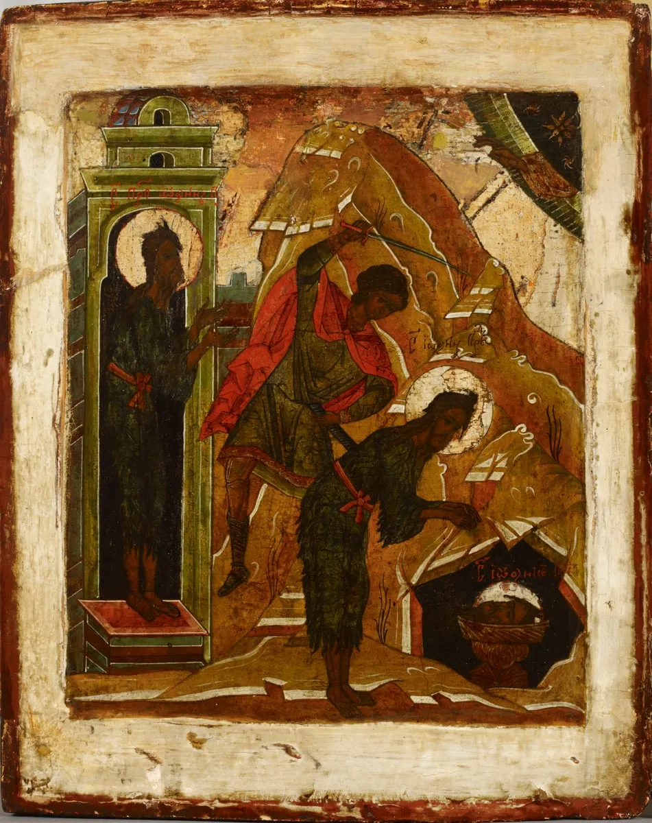 Johannes Kastajan mestaus, venäläinen ikoni, by tekijä ei tiedossa, unspecified