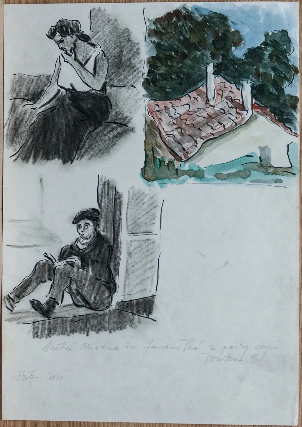 Anuței Mircea în fereastră și peisaj după Tonitza, by Teodor Hrib, 1950