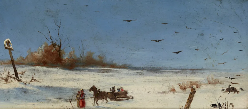 Sledging, by Teodor Talowski, oil