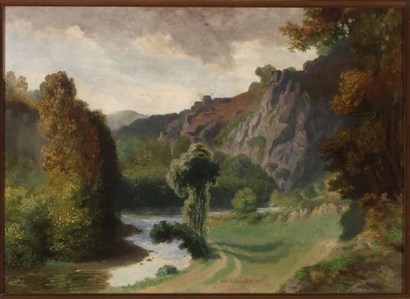 Landscape from Vallée du Cousin, by Teofil Kwiatkowski, oil, 1871