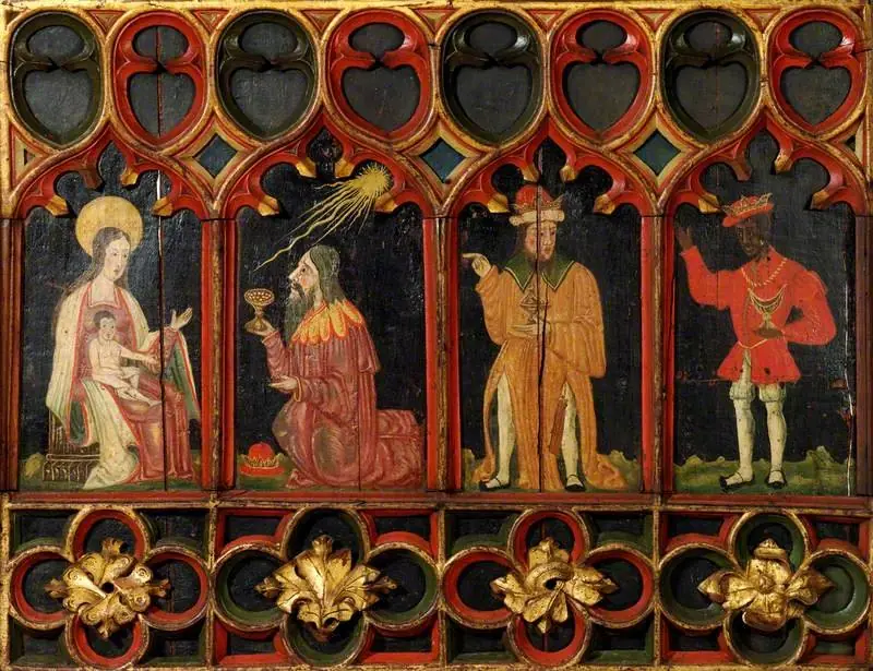 The Adoration of the Magi (lower part of a rood screen)