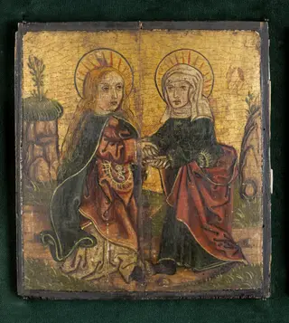 The Annunciation; Visitation to St Elizabeth; Saint Dorothy. Triptych Wing