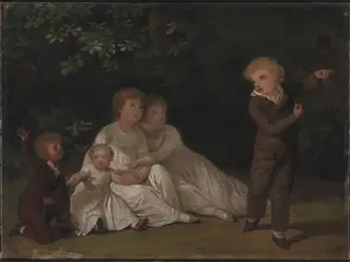 The Artist's Five Children in a garden. Study