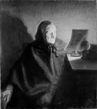 The Artist's Mother -in-Law, Ane Hedvig Brøndum, Reading a Letter