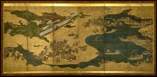 土佐派   屋島合戦図屏風|The Battle of Yashima, from The Tale of the Heike (Heike monogatari), 1650