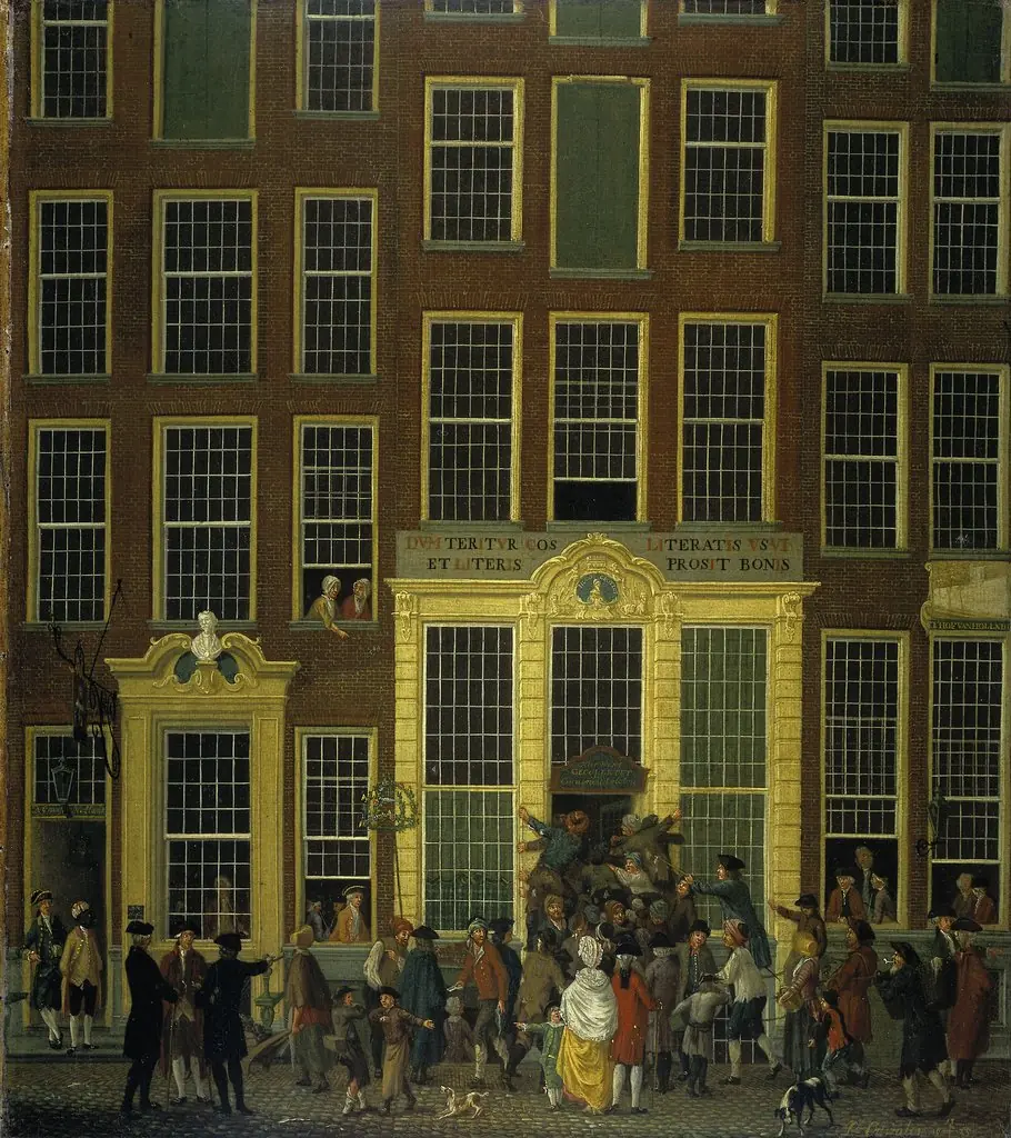 The Bookshop and Lottery Agency of Jan de Groot in the Kalverstraat in Amsterdam