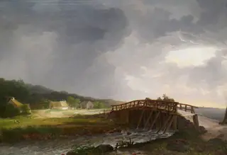 The Bridge across Tryggevælde River with a View of Køge, Zealand, by Johan Christian Dahl