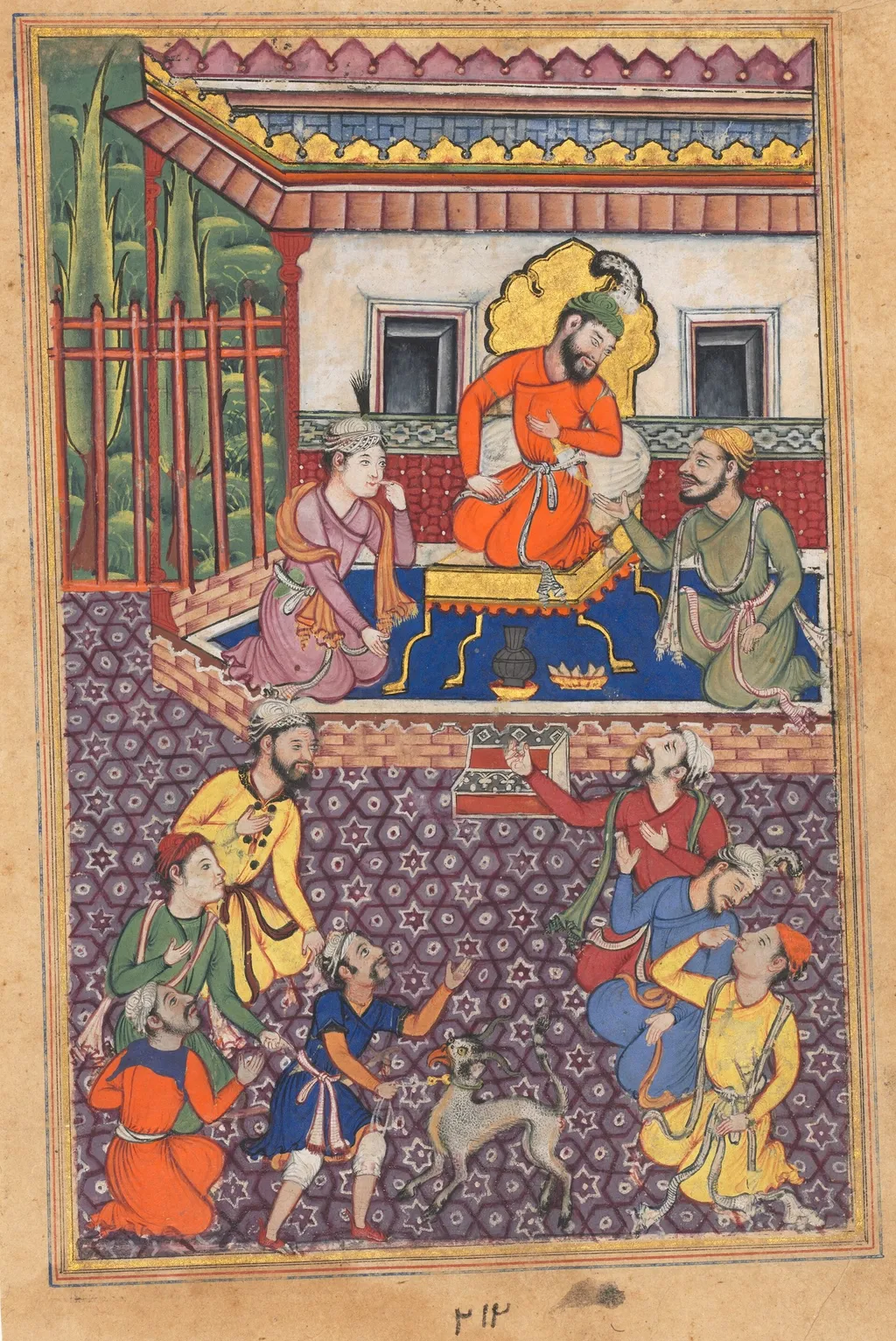 The court of the Raja of Ujjain, from a Tuti-nama (Tales of a Parrot): Forty-sixth Night, unspecified, 1560