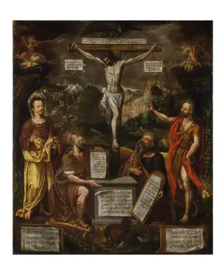 The Crucifixion with Moses, David, St Paul and St John the Baptist