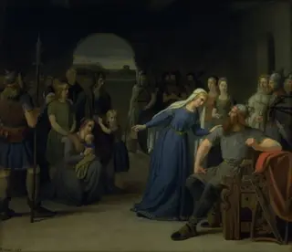The Danish Queen Thyra Danebod Trying to Soften the Heart of her Husband, Gorm the Old, towards some Christian Captives