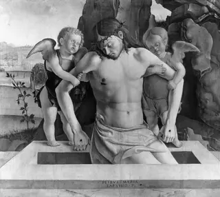 The dead Christ supported by two angels