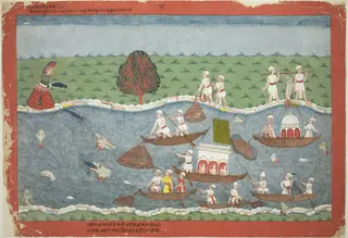 The Demon Sambar Throws the Infant Pradyumna into the River, page from a manuscript of the Bhagavata Purana