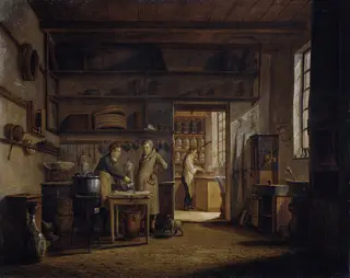 The Distillery of Apothecary A. d'Ailly, by Johannes Jelgerhuis