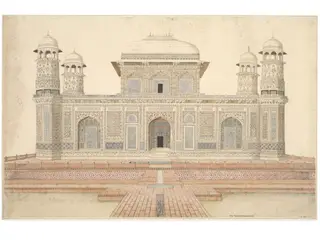 The facade of the tomb of I'timad ad-daula and his wife Asmat Begum, Agra.
