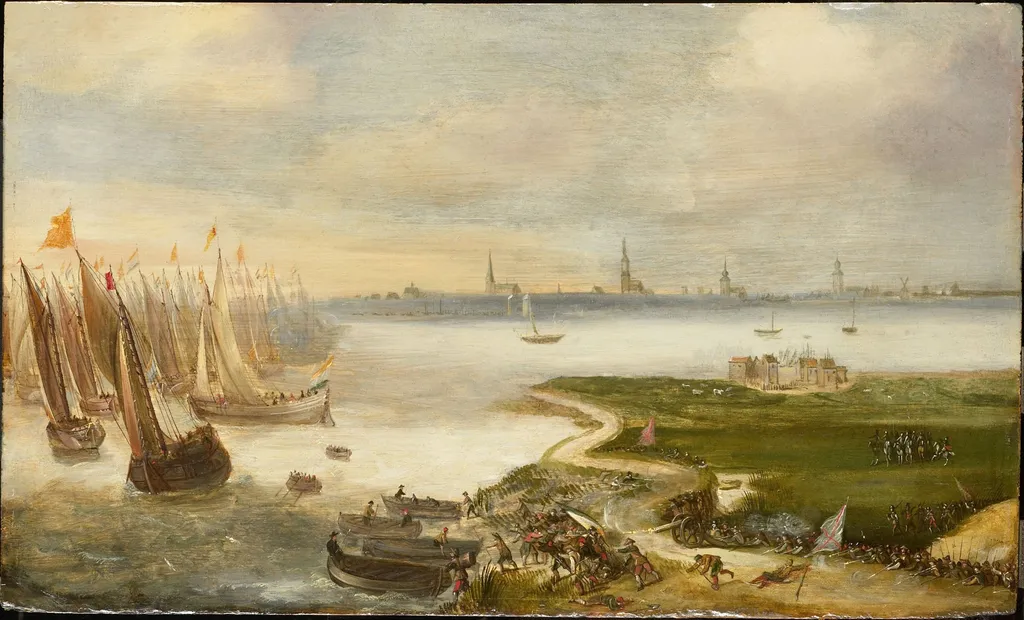 The failed Attack on Antwerp by Prince Maurice, 17 May 1605, oil, 1650