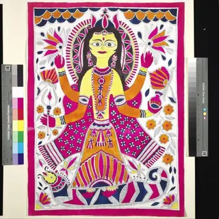 The Goddess Ganga standing on a makara