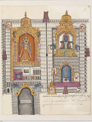 The Great temple at Madura with the shrines of Minakshi Devi and Shiva as Sundareshwara.