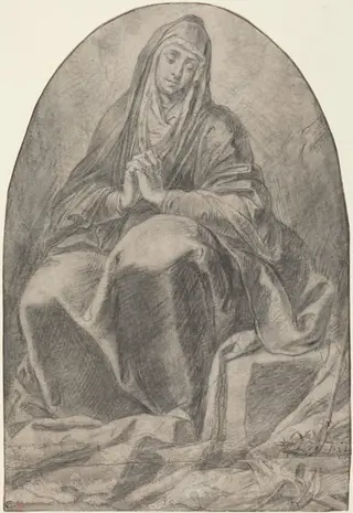 The Grieving Virgin Contemplating Instruments of the Passion