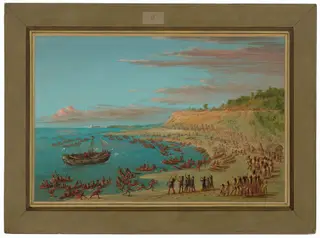The Griffin Entering the Harbor at Mackinaw.  August 27, 1679, by George Catlin
