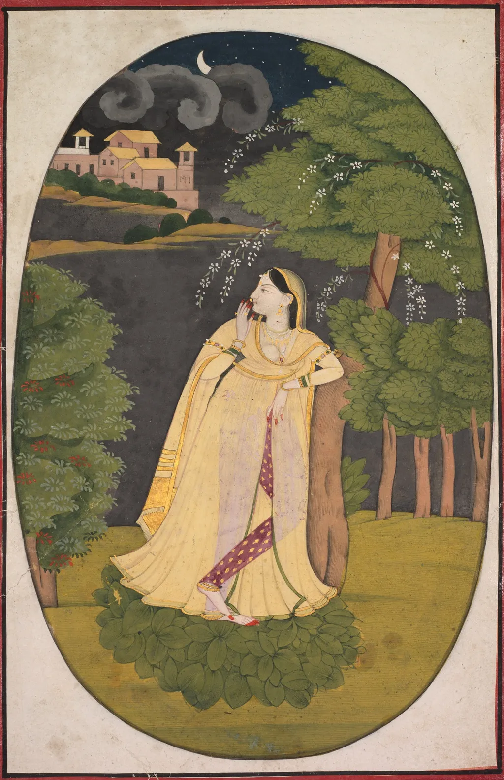 The Heroine Who Waits Anxiously for Her Absent Lover (Utka Nayika), unspecified, 1800