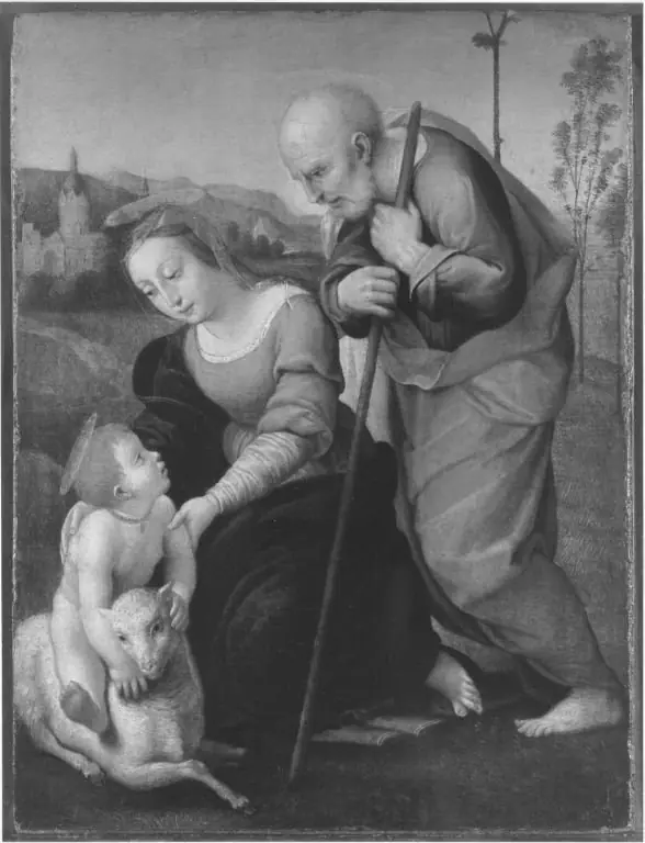 The Holy Family with a Lamb