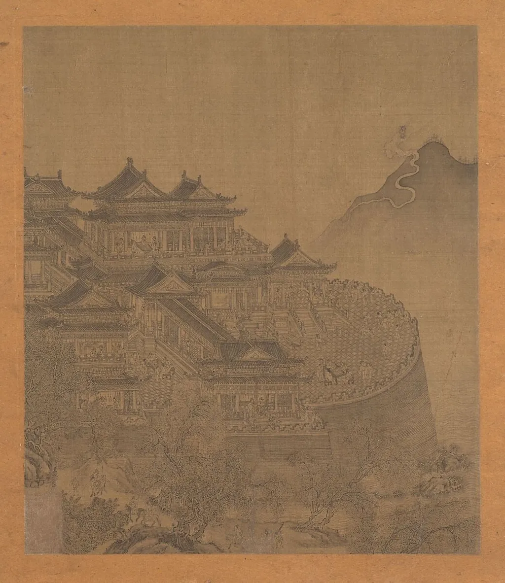 元 佚名 倣夏永 呂洞賓過岳陽樓 冊頁|明 佚名 呂洞賓過岳陽樓圖 冊頁|The Immortal Lü Dongbin Appearing over the Yueyang Pavilion, ink, 1499
