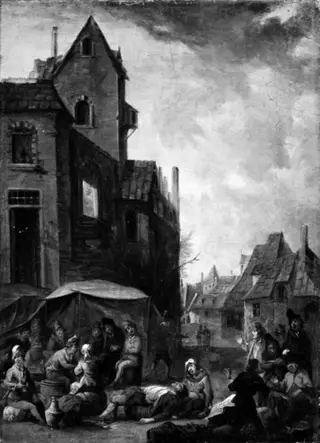 The Interior of a Village. Card Players