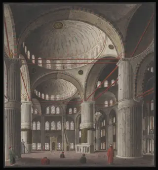 The interior of Sultan Ahmet Camii