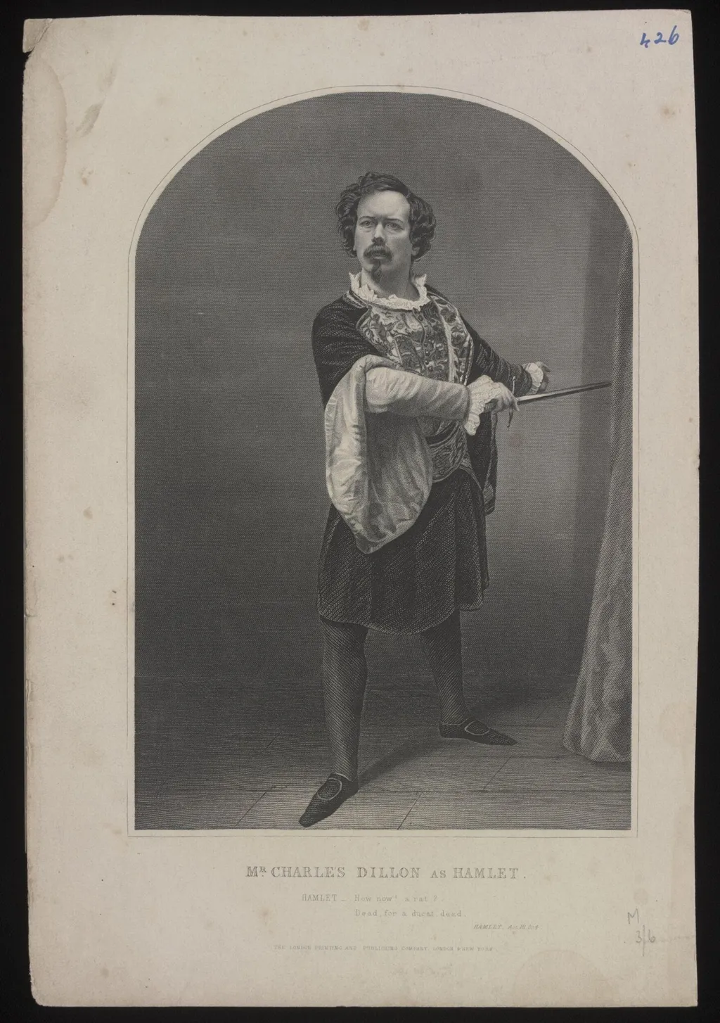 Mr Charles Dillon as Hamlet, by The London Printing and Publishing Company, 1850