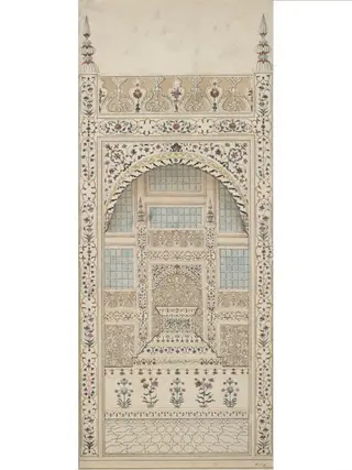 The marble screen around the cenotaphs of Shah  Jahan and Mumtaz Mahal, Agra.