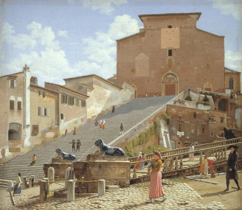 The Marble Steps Leading to the Church of Santa Maria in Aracoeli in Rome