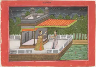 The Month of Shravana (July-August), from a manuscript of the Barahmasa ("Twelve Months")