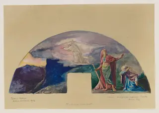The Moral and Divine Law: Moses Receives the Law on Mount Sinai; Color Study for Mural, Supreme Court Room, Minnesota State Capitol, Saint Paul, by John La Farge