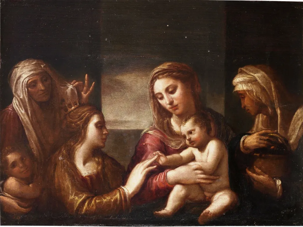 The Mystical Betrothal of Saint Catherine, oil, 1600